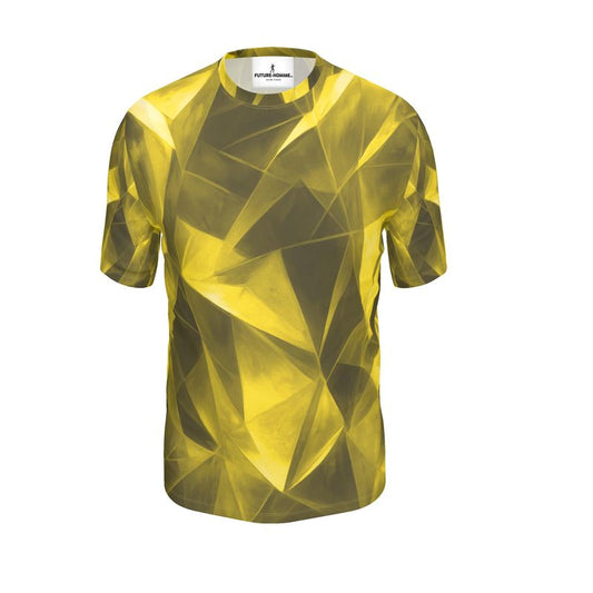 Obsidian Fractals Short Sleeve Yellow Cotton T-shirt
