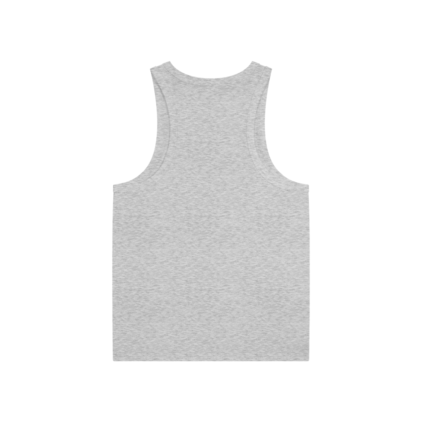 Flat lay of the sustainable Future-Homme activewear cotton tank top in flower gray backside on a white background