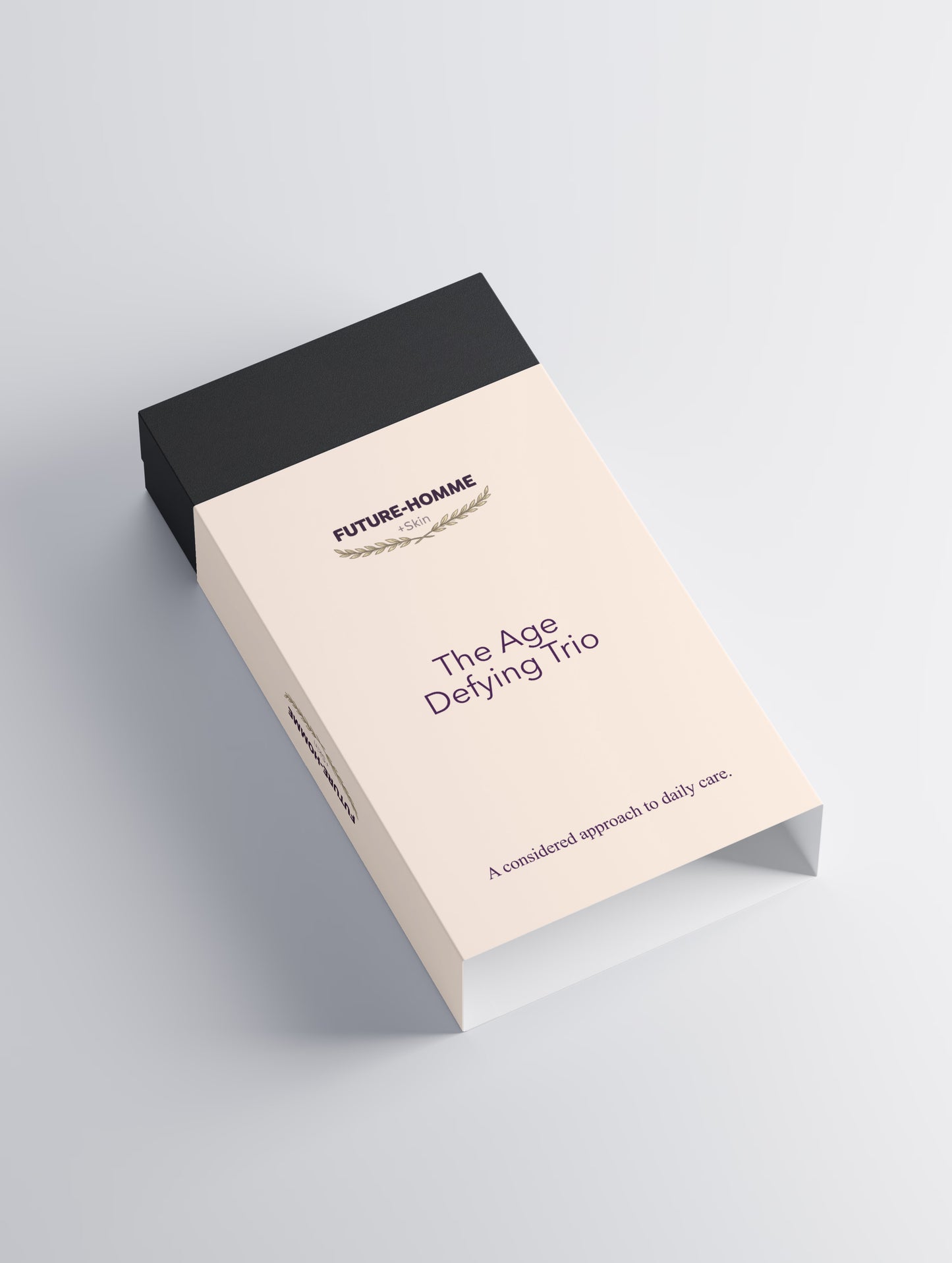Product packaging with 'Future Homme' branding on a light gray background