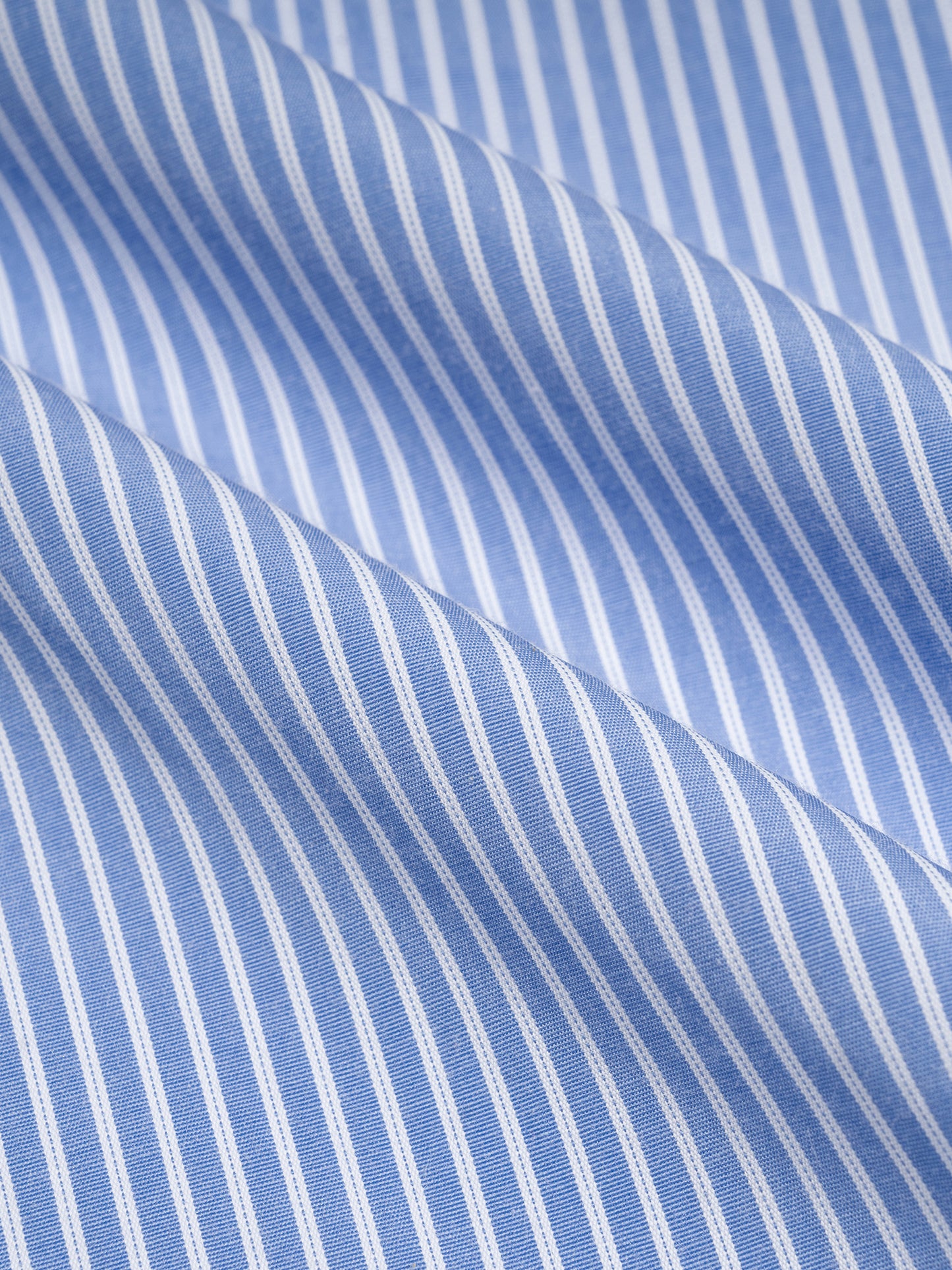 Close-up of blue and white striped fabric