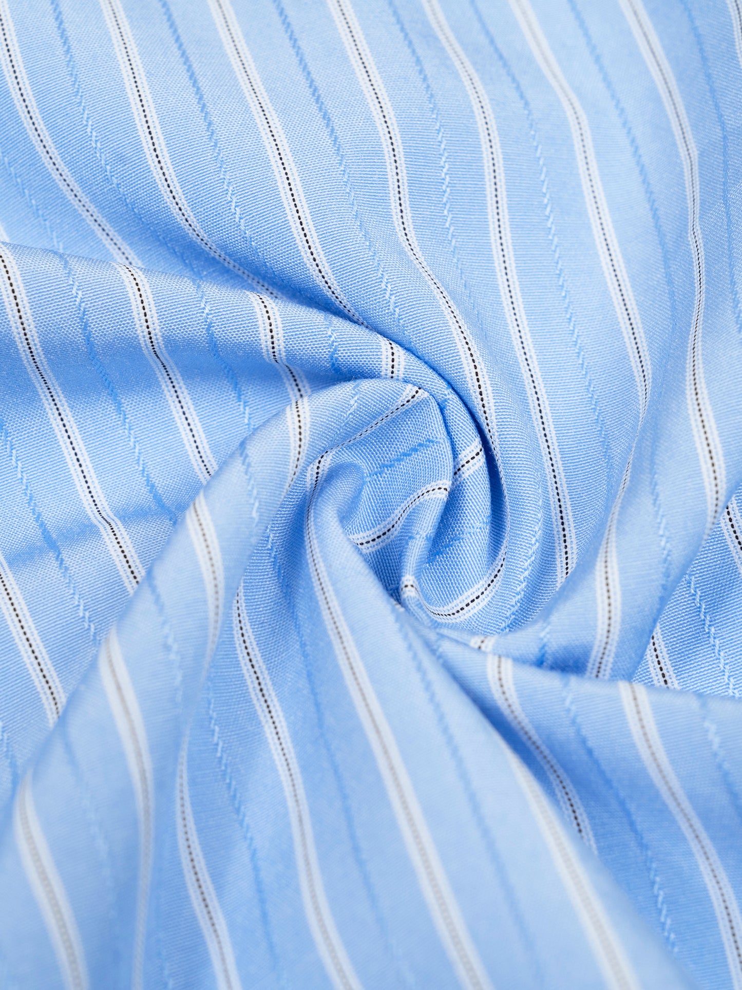 Close-up of blue fabric with white stripes