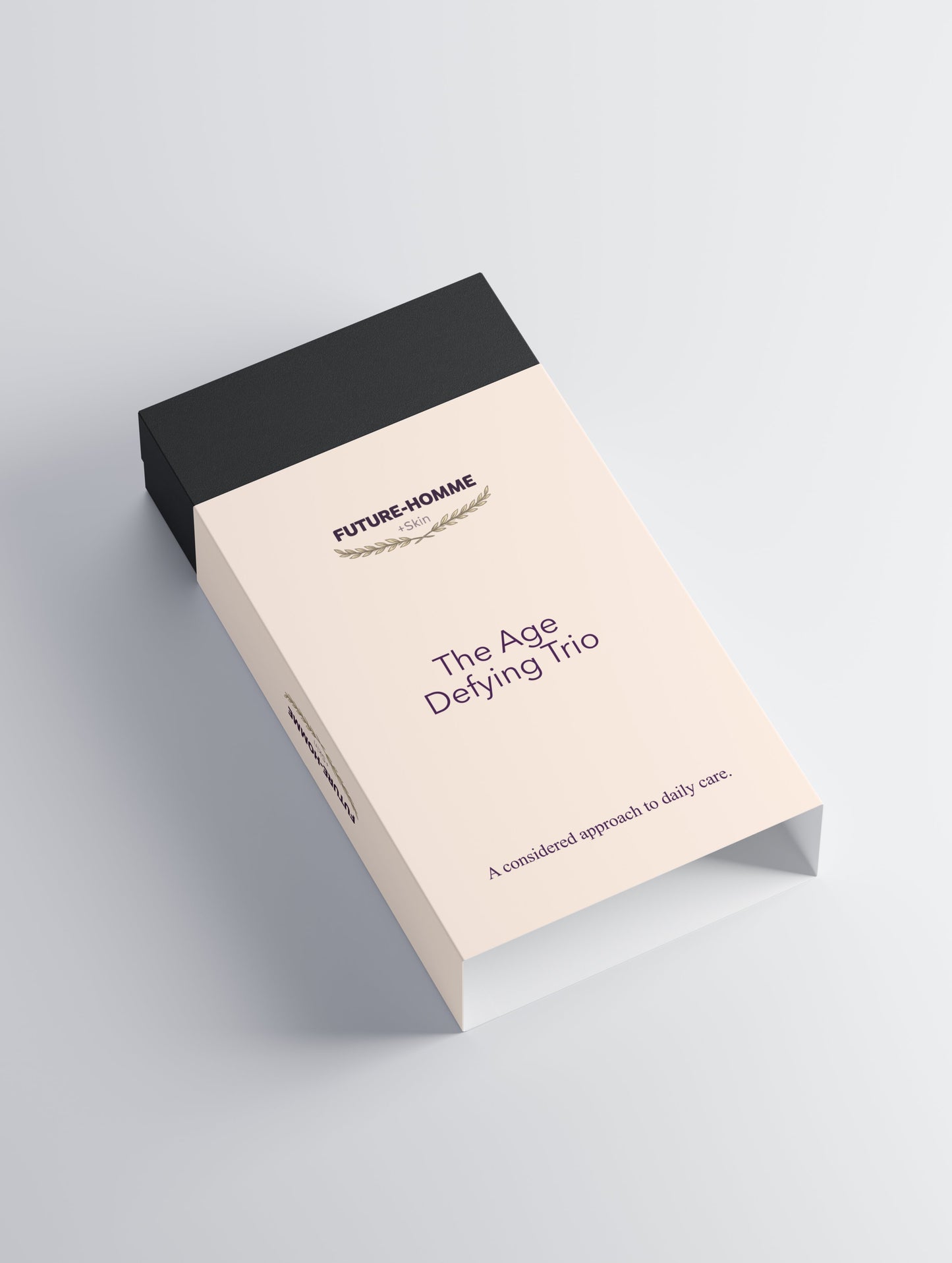 Product packaging with 'Future Homme' branding on a light gray background