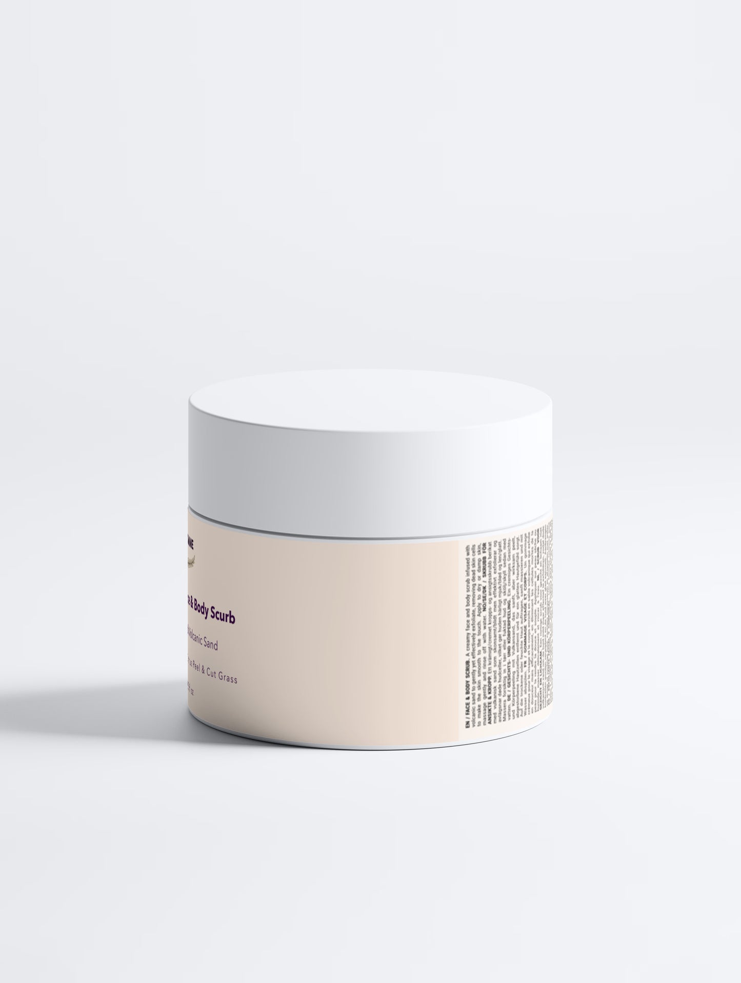 Jar with a white lid and pink body on a light gray background
