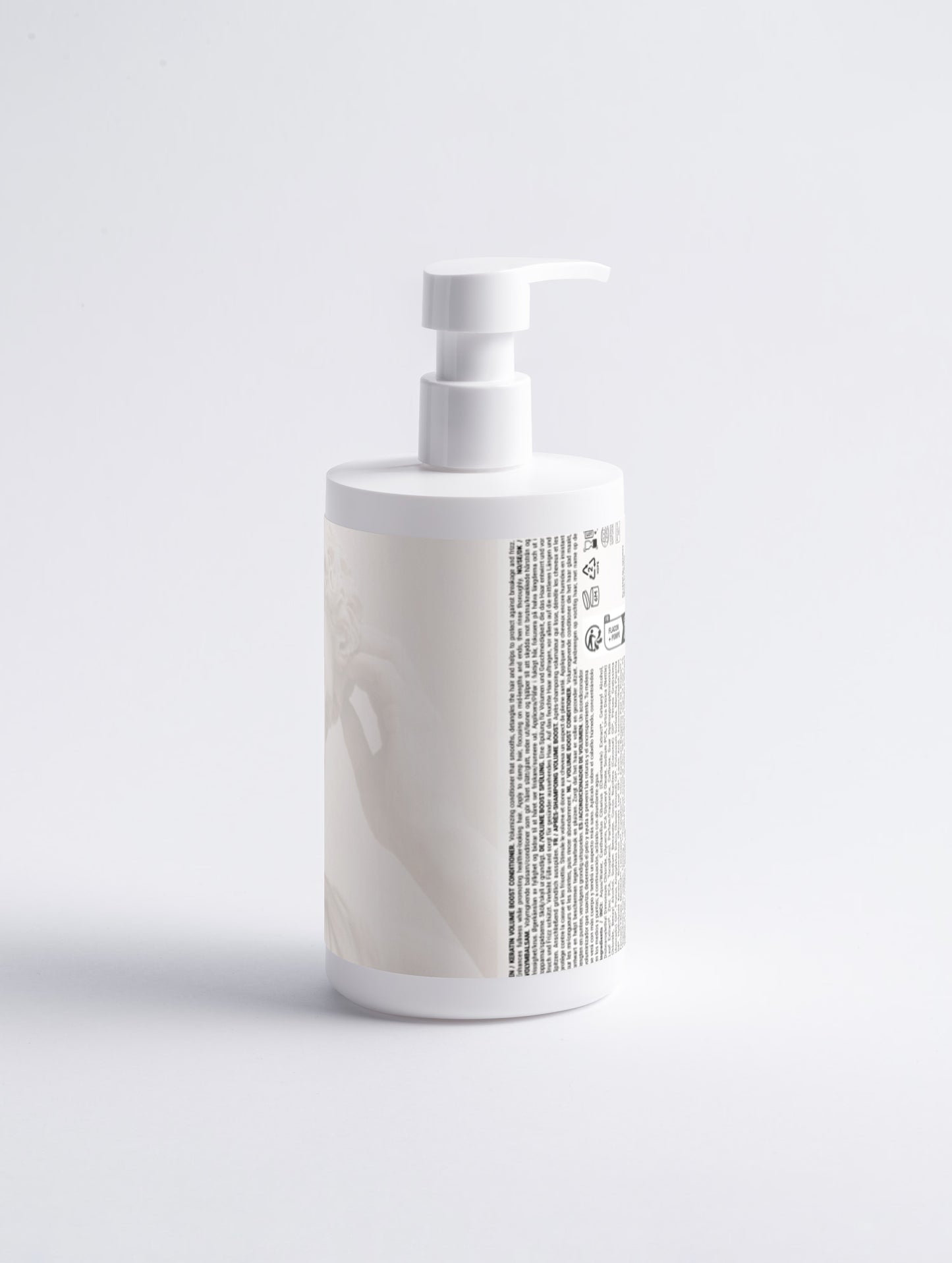 Backside bottle of future-homme keratin volume boost conditioner on a white background