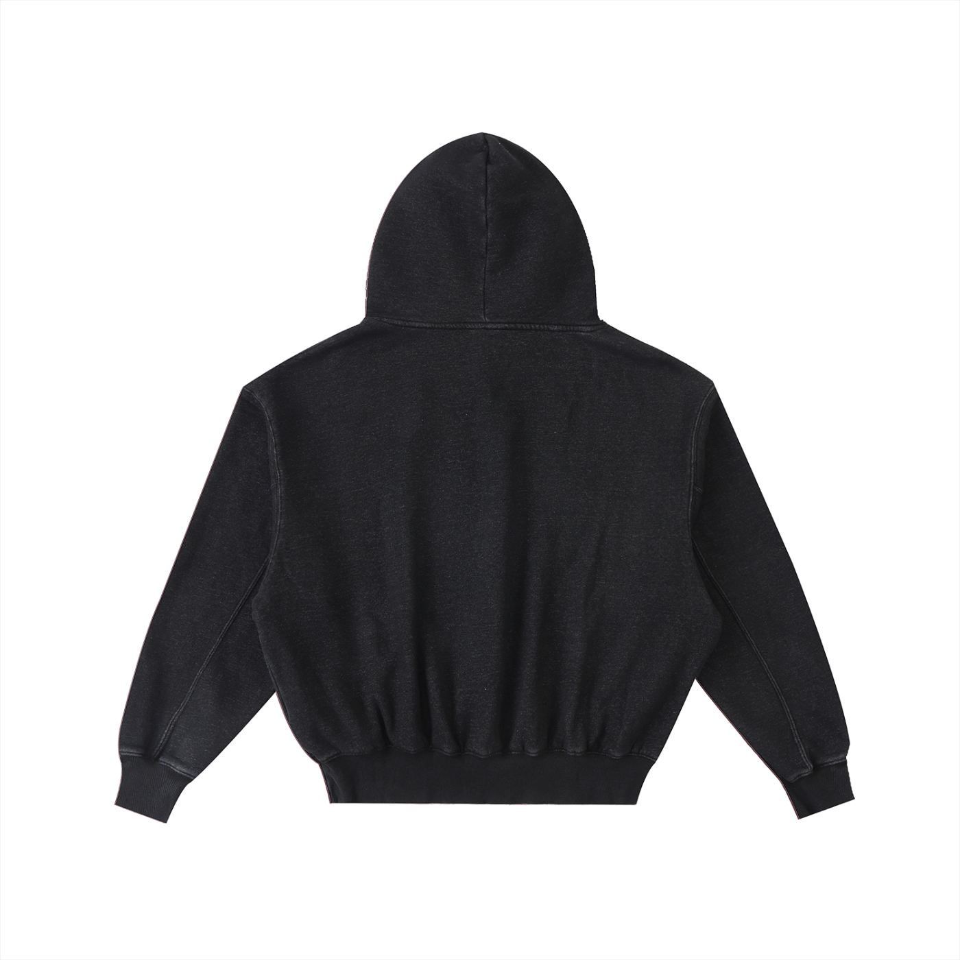 Backside of Black hoodie on a white background