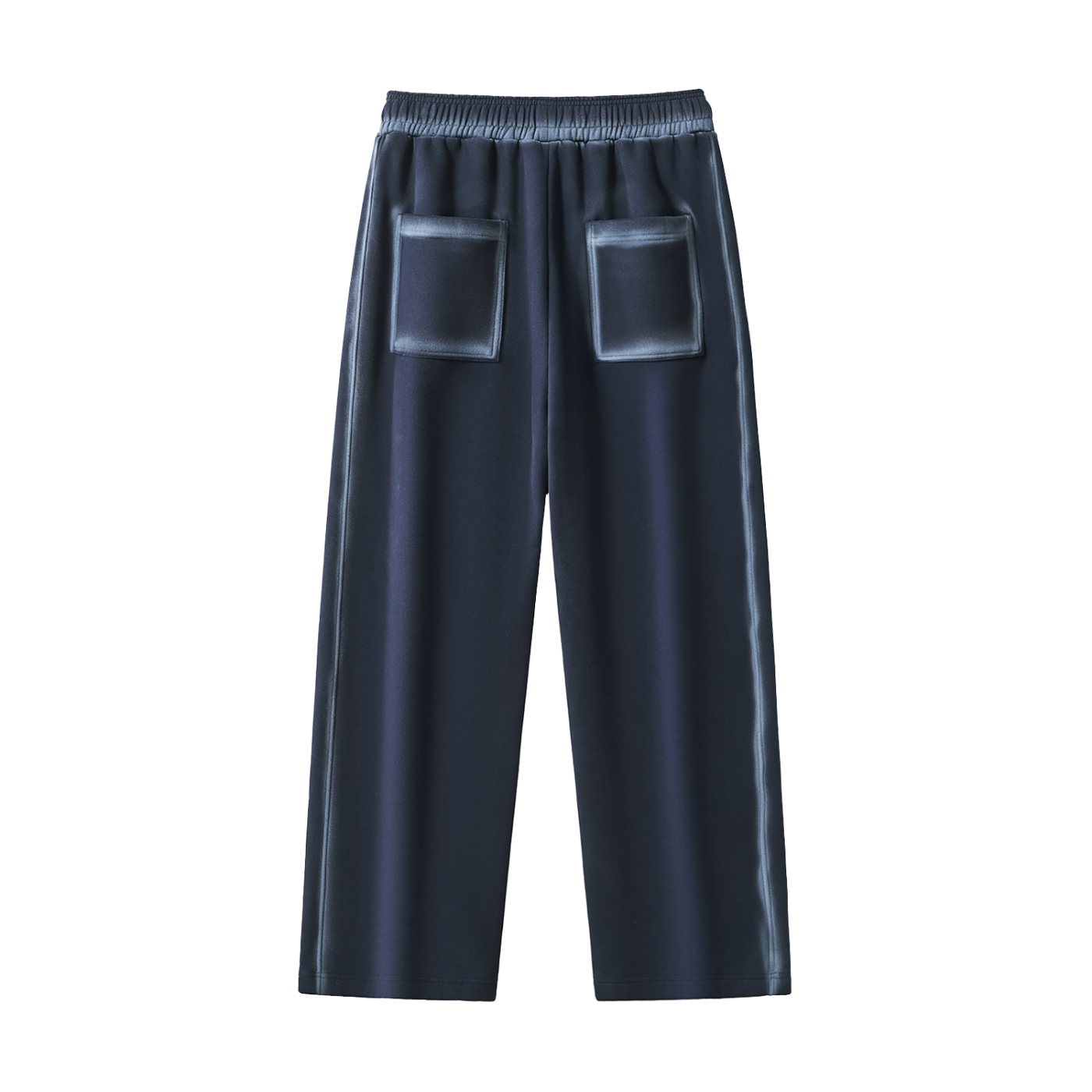 Flat lay of the Future-Homme Ombre Effect Fleece Sweatpants in black back side on a white background.