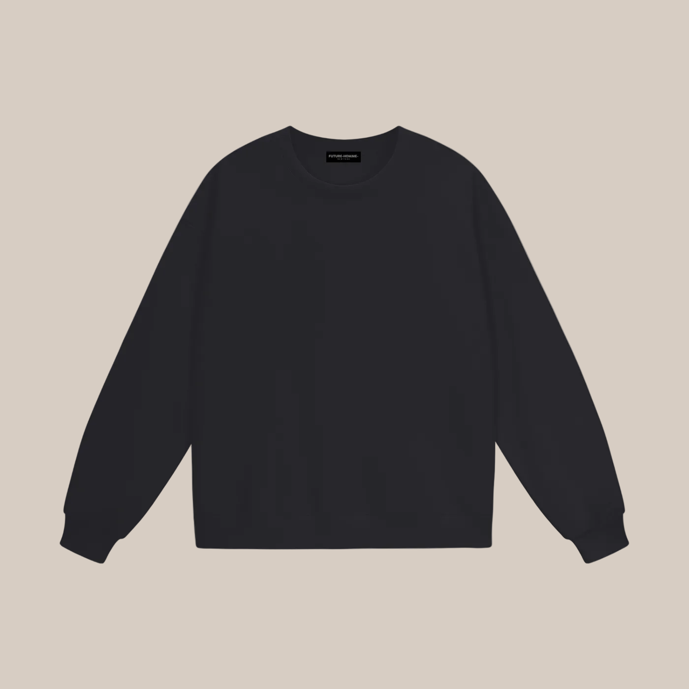 Black sweatshirt on a beige background