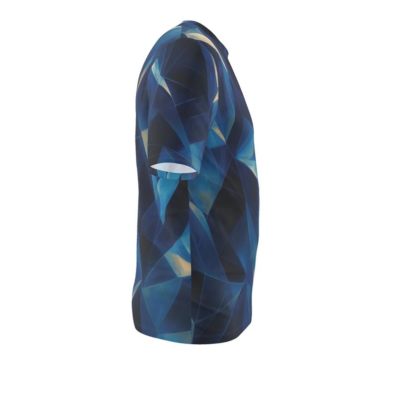 Obsidian Fractals Short Sleeve Blue Cotton T-Shirt