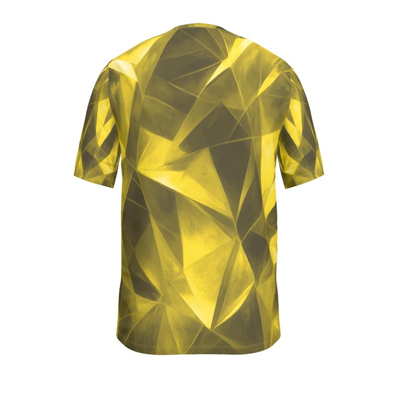 Obsidian Fractals Short Sleeve Yellow Cotton T-shirt