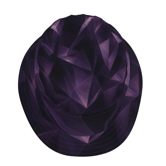 Obsidian Fractals Cotton Denim Amethyst Bucket Hat