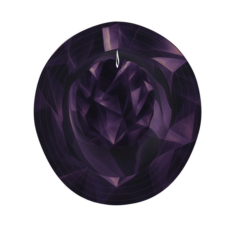 Obsidian Fractals Cotton Denim Amethyst Bucket Hat
