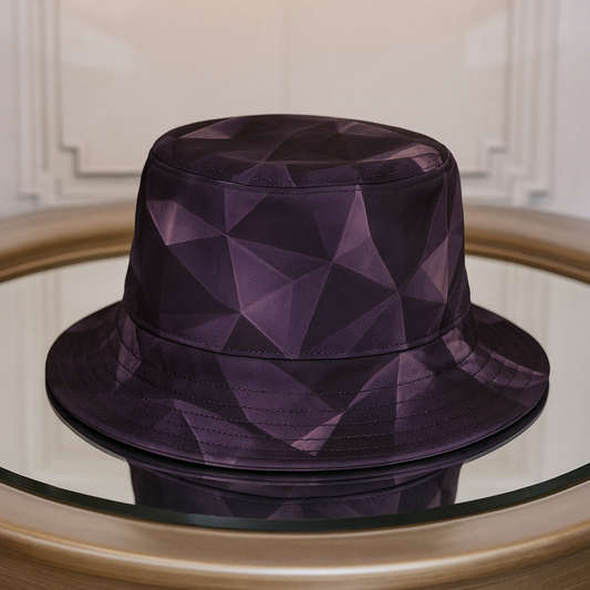 Obsidian Fractals Cotton Denim Amethyst Bucket Hat