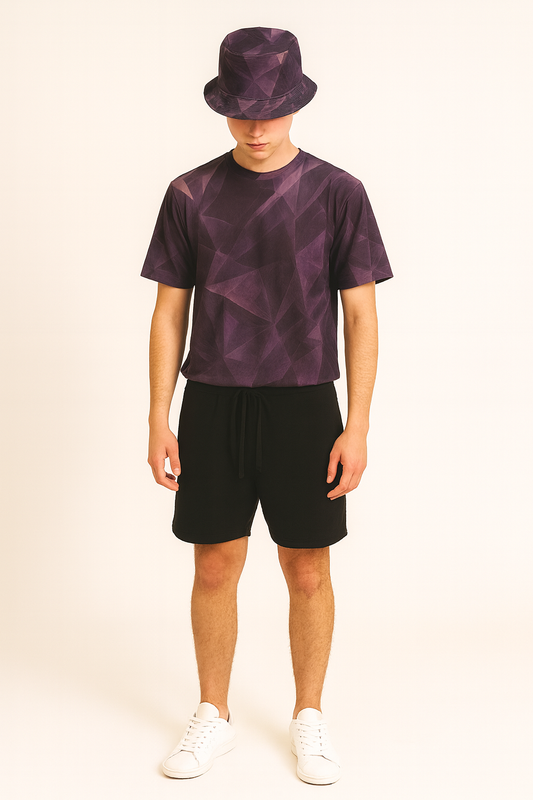 Obsidian Fractals Short Sleeve Amethyst Cotton T-shirt