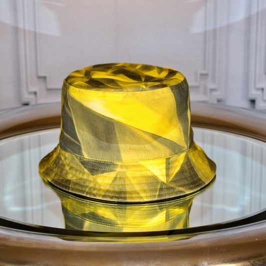 Obsidian Fractals Cotton Denim Yellow Bucket Hat