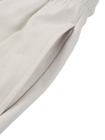 Flat lay of sustainable 240 GSM Future-Homme activewear mesh lined quick dry performance pants in grayish white shot of side pocket on a white background 