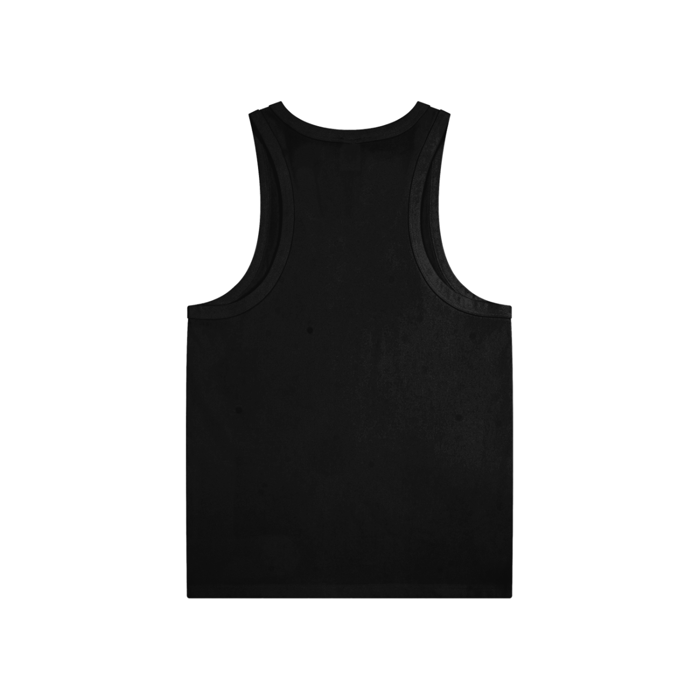 Flat lay of the sustainable Future-Homme activewear cotton tank top in black backside on a white background