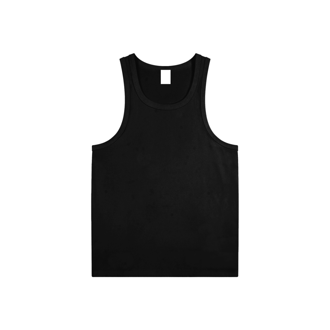 Flat lay of the sustainable Future-Homme activewear cotton tank top in black frontside on a white background 