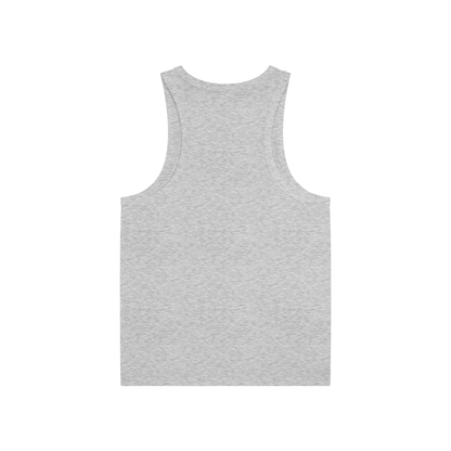 Flat lay of the sustainable Future-Homme activewear cotton tank top in flower gray backside on a white background 