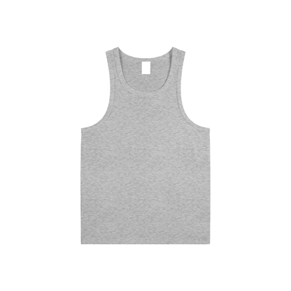 Flat lay of the sustainable Future-Homme activewear cotton tank top in flower gray frontside on a white background 