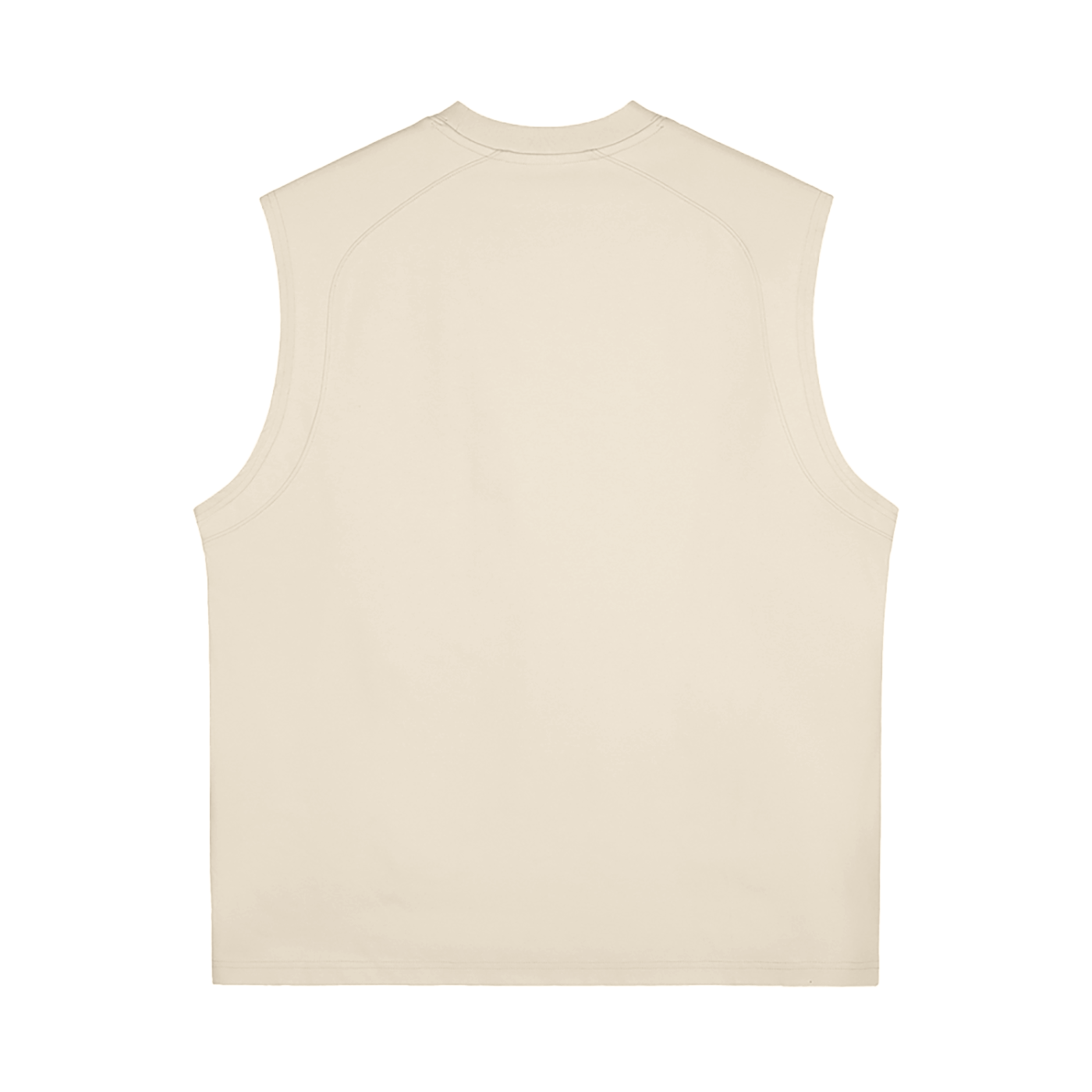 Flat lay of the sustainable Future-Homme activewear quick dry performance tank in 240 GSM in apricot backside on a white background