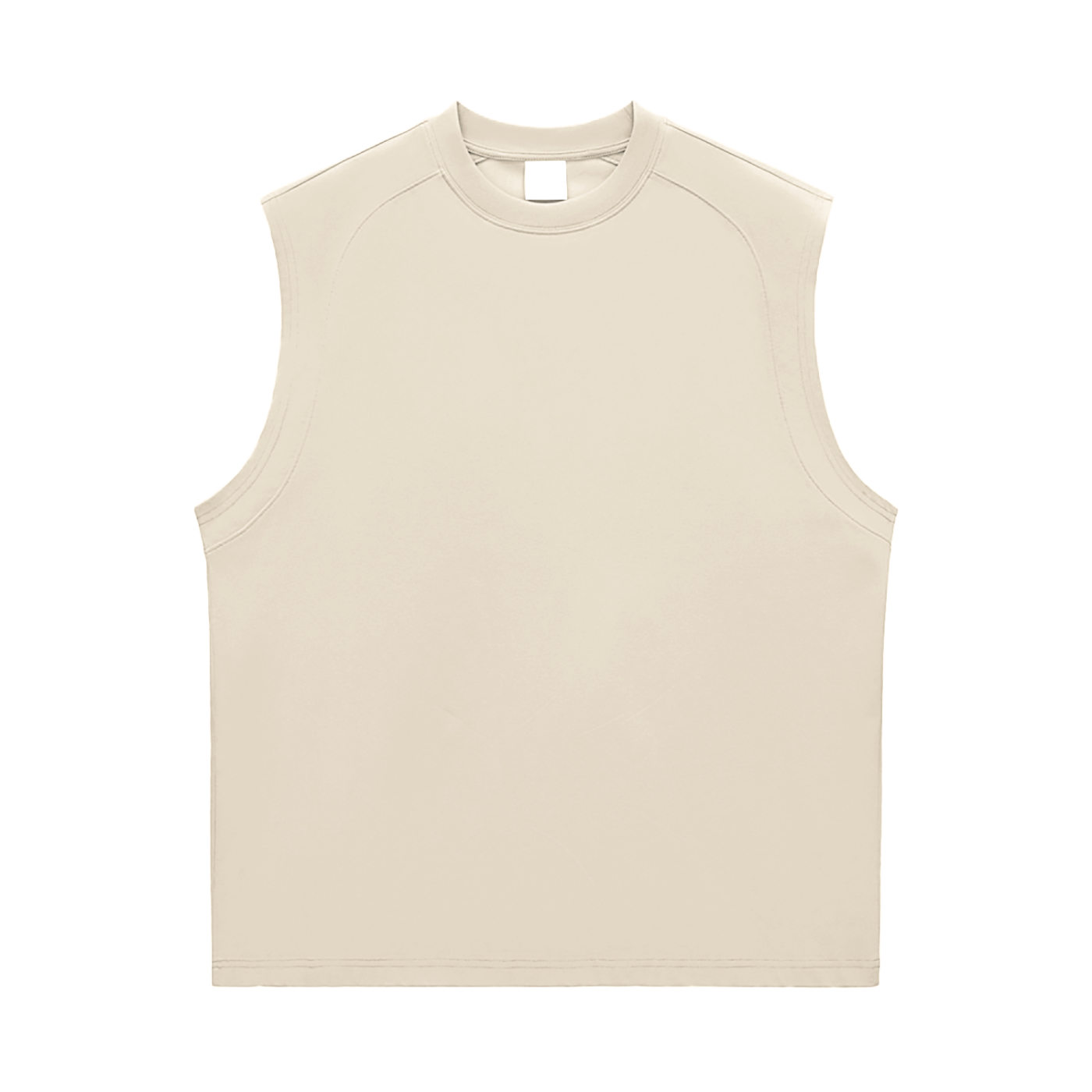 Flat lay of the sustainable Future-Homme activewear quick dry performance tank in 240 GSM in apricot frontside on a white background