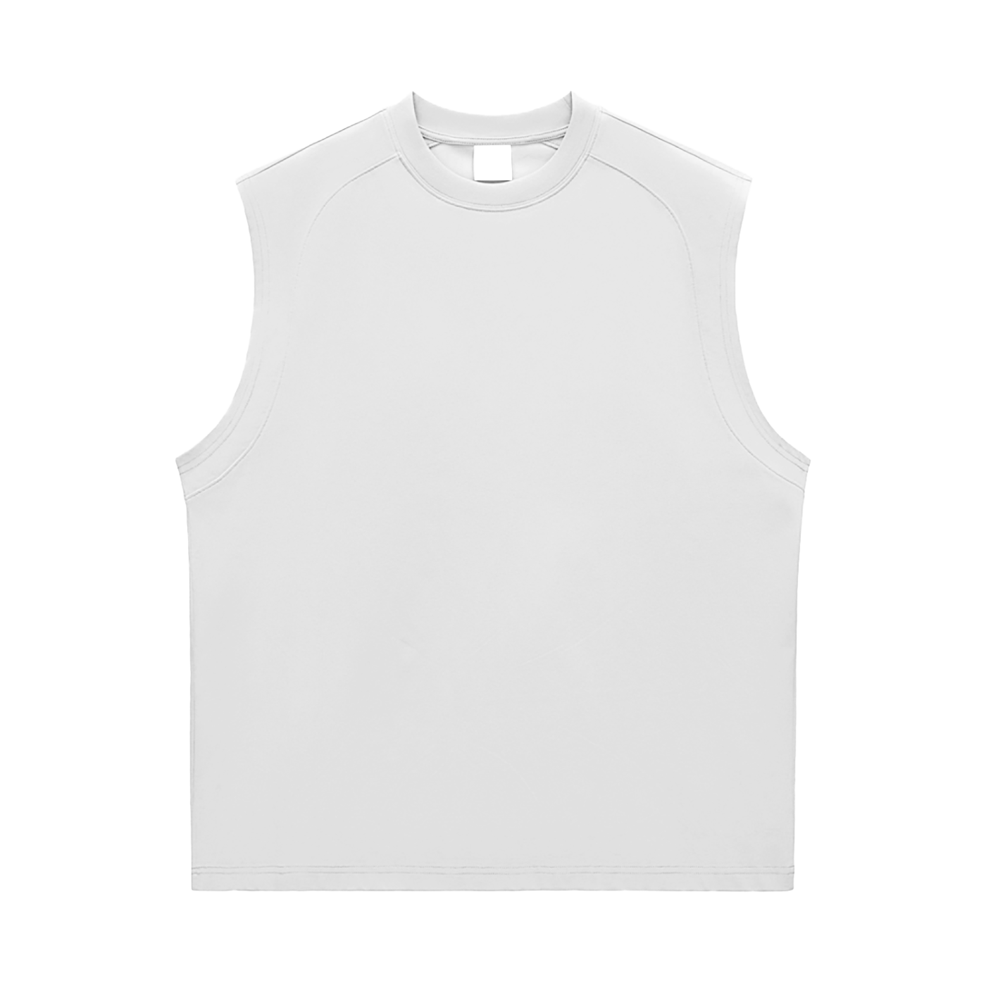 Flat lay of the sustainable Future-Homme activewear quick dry performance tank in 240 GSM in white  frontside on a white background