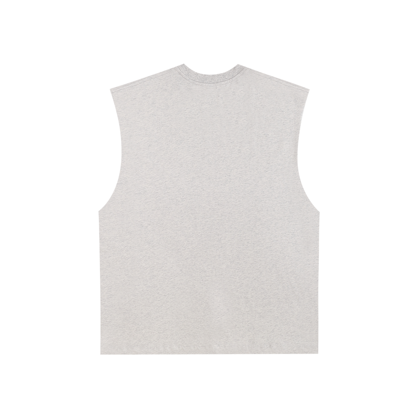 Flat lay of sustainable 230 GSM Future-Homme made-to-order activewear raw edge tank top in flower gray backside on a white background