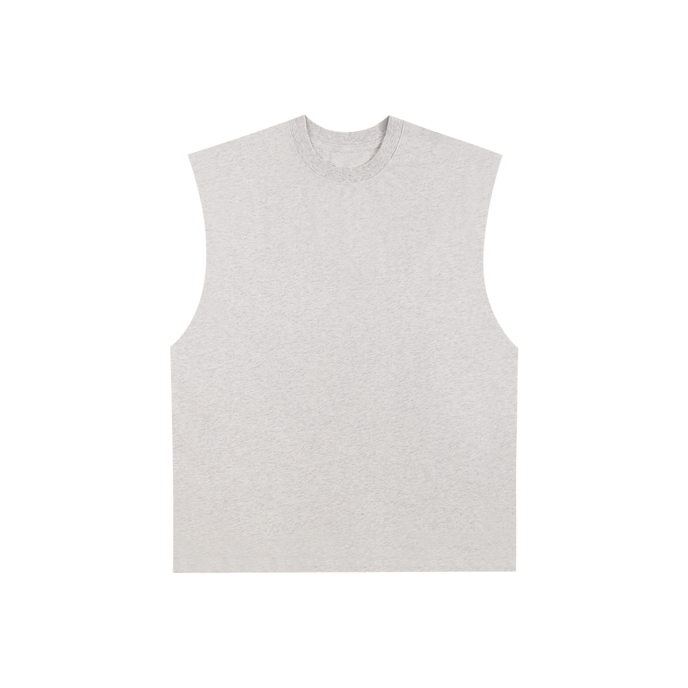 Flat lay of sustainable 230 GSM Future-Homme made-to-order activewear raw edge tank top in flower gray frontside on a white background.