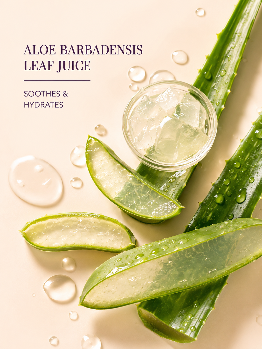 Aloe vera leaves with aloe vera juice on a light background