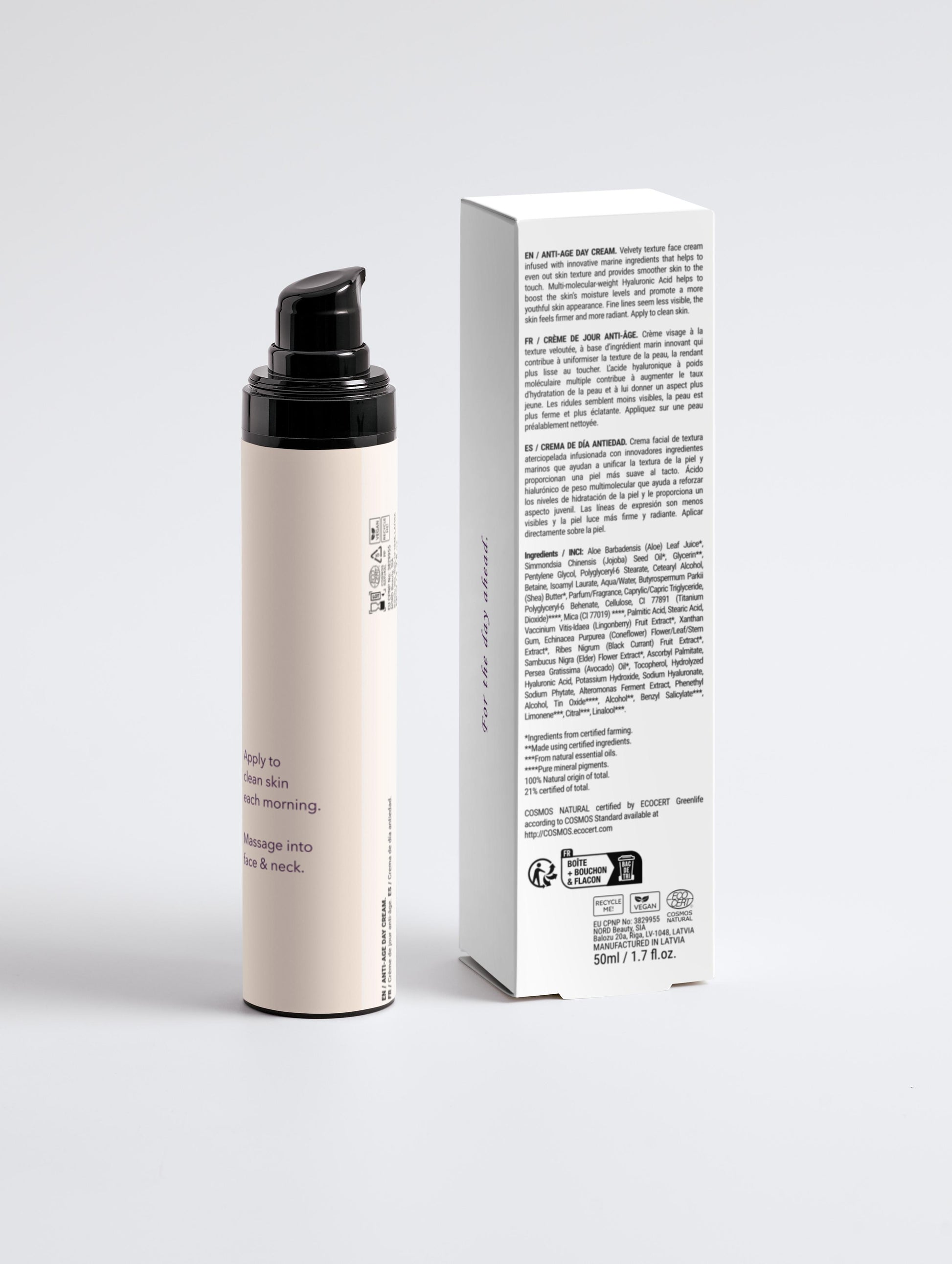 Skincare bottle and packaging on a light gray background