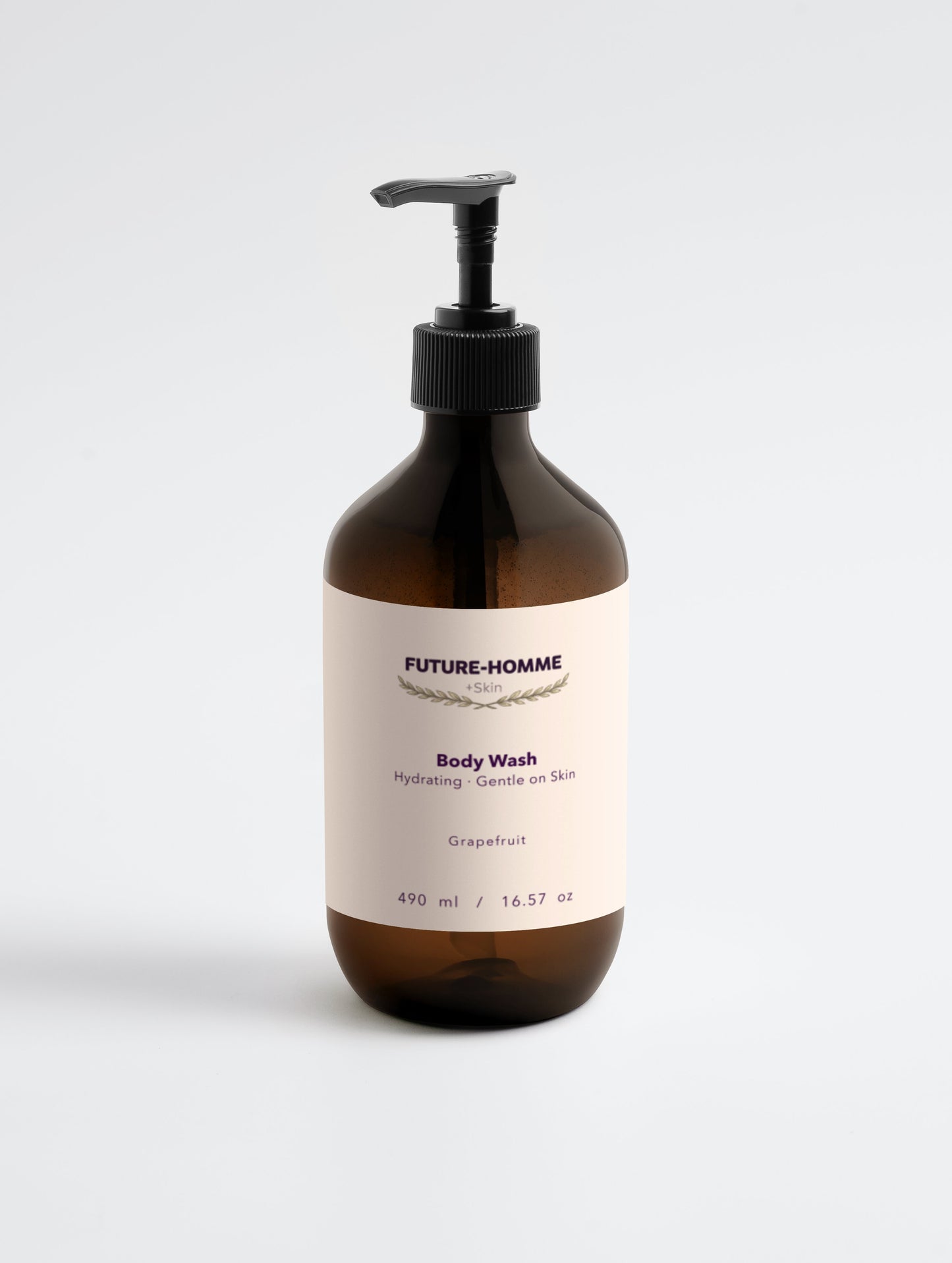 Brown bottle with pump labeled 'The Care Formula' on a white background