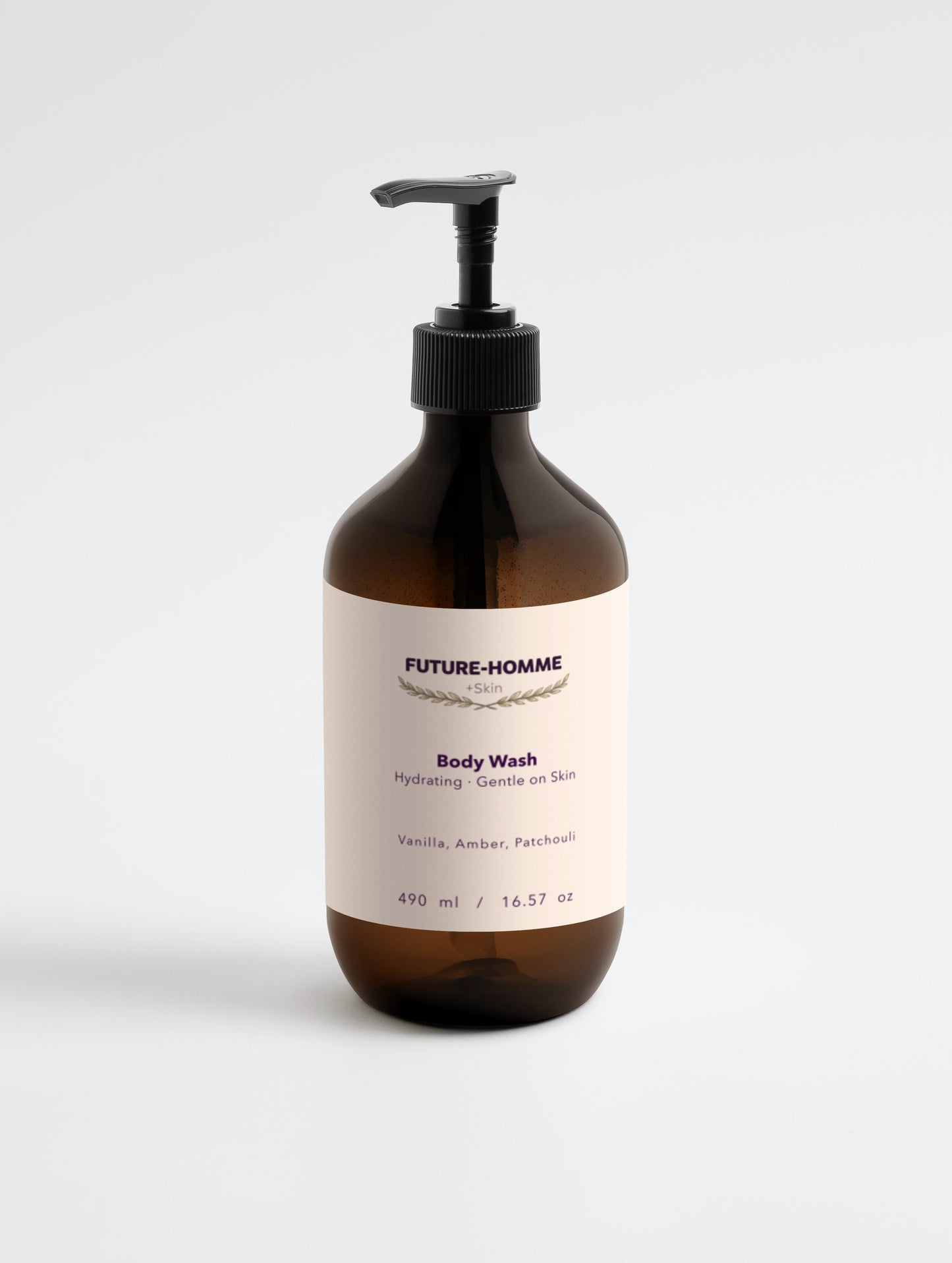 Brown bottle of Rivelle 2-in-1 hair and body wash for men on a white background