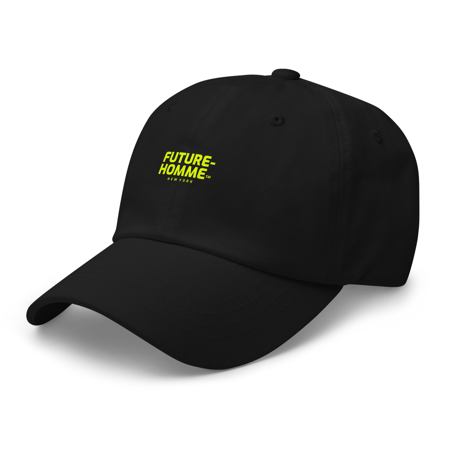 Black cap with 'FUTURE-HOMME' logo on a white background