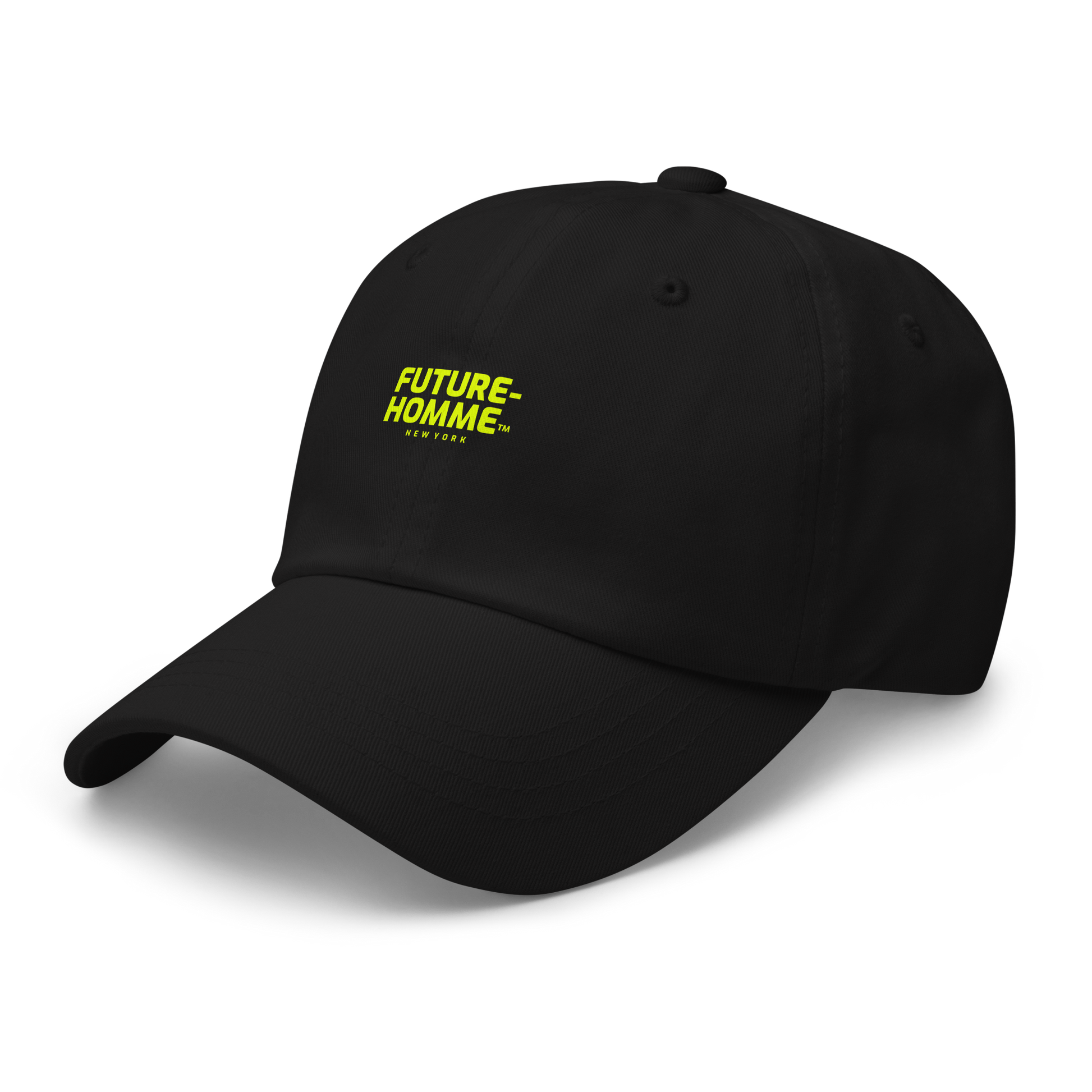 Black cap with 'FUTURE-HOMME' logo on a white background