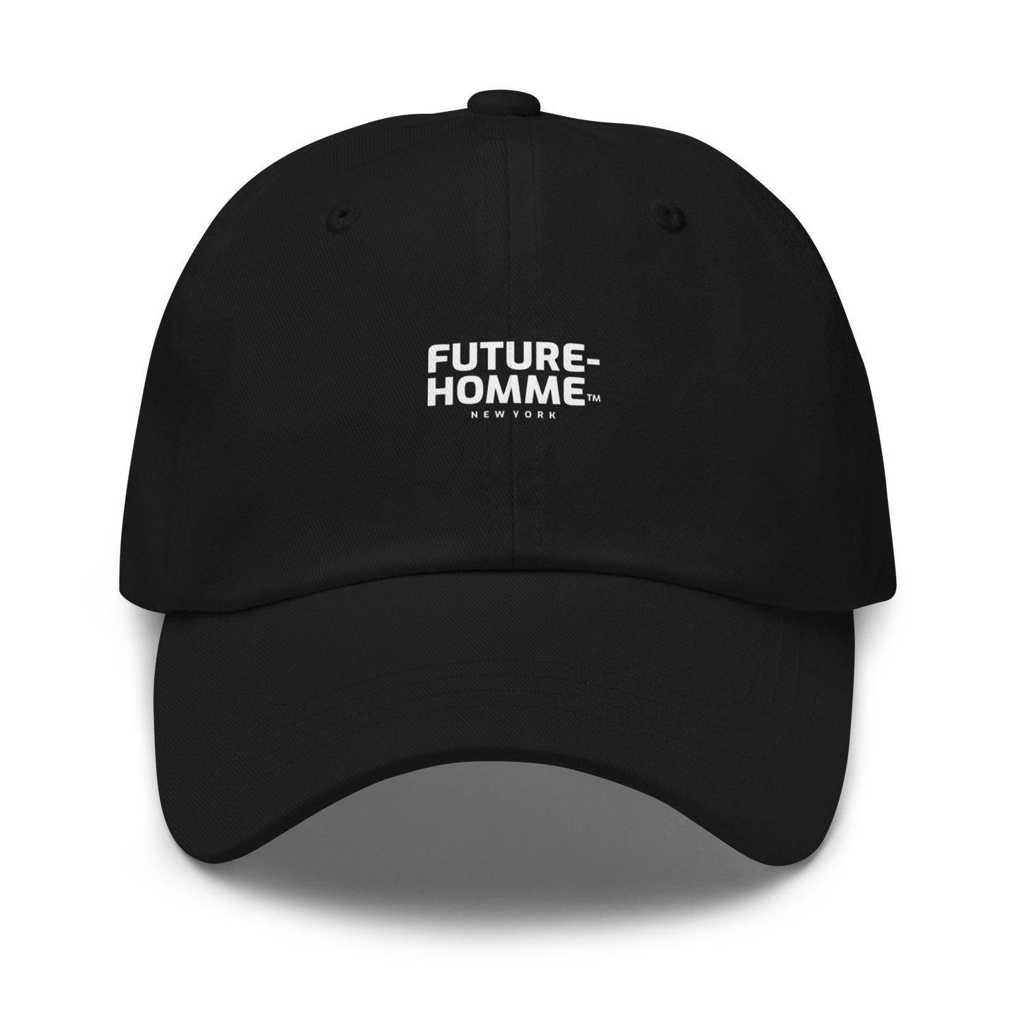 Black cap with 'FUTURE-HOMME' logo on a white background