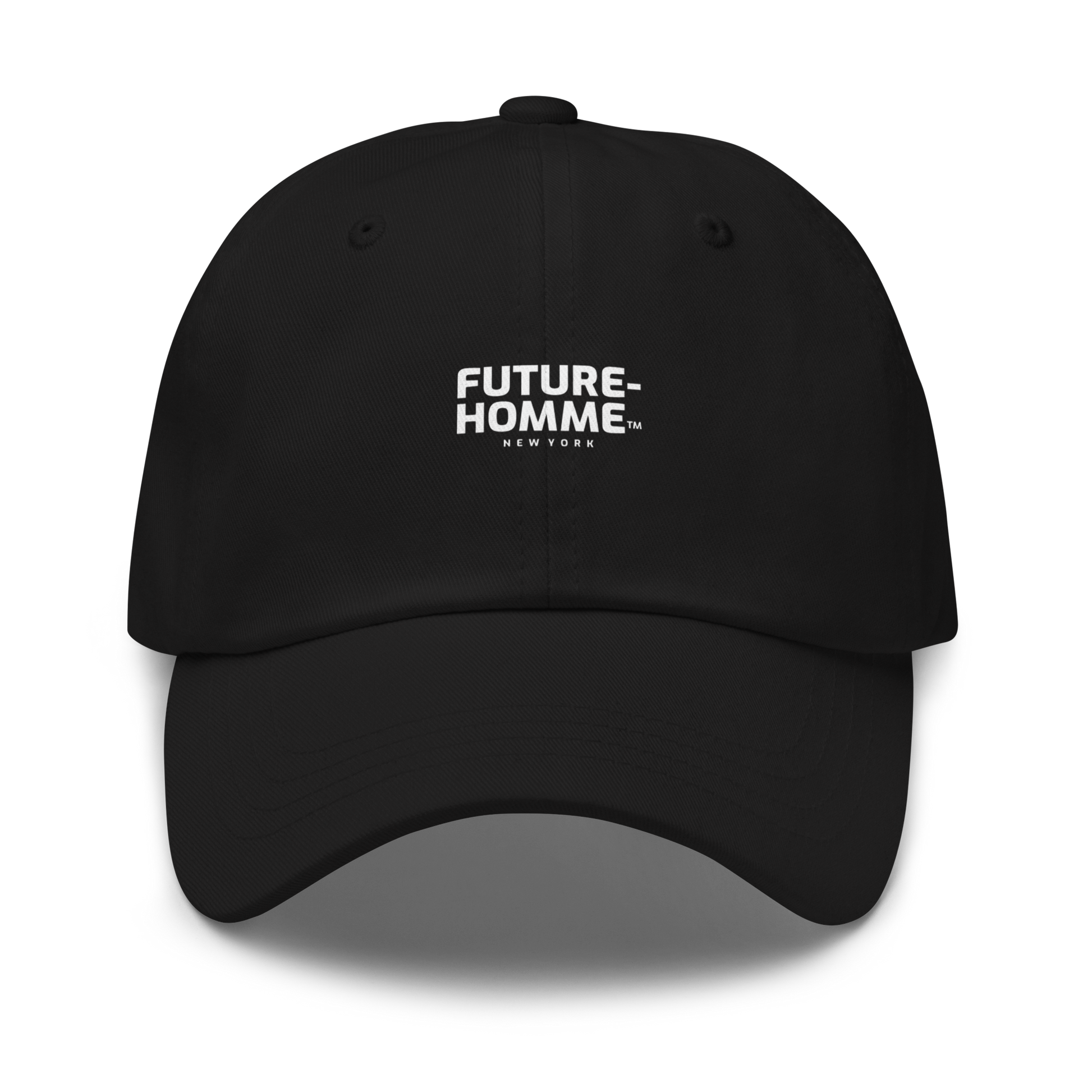 Black cap with 'FUTURE-HOMME' logo on a white background