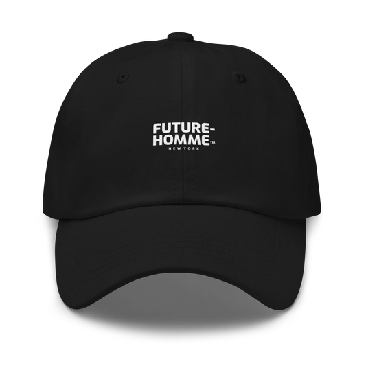 Black cap with 'FUTURE-HOMME' logo on a white background