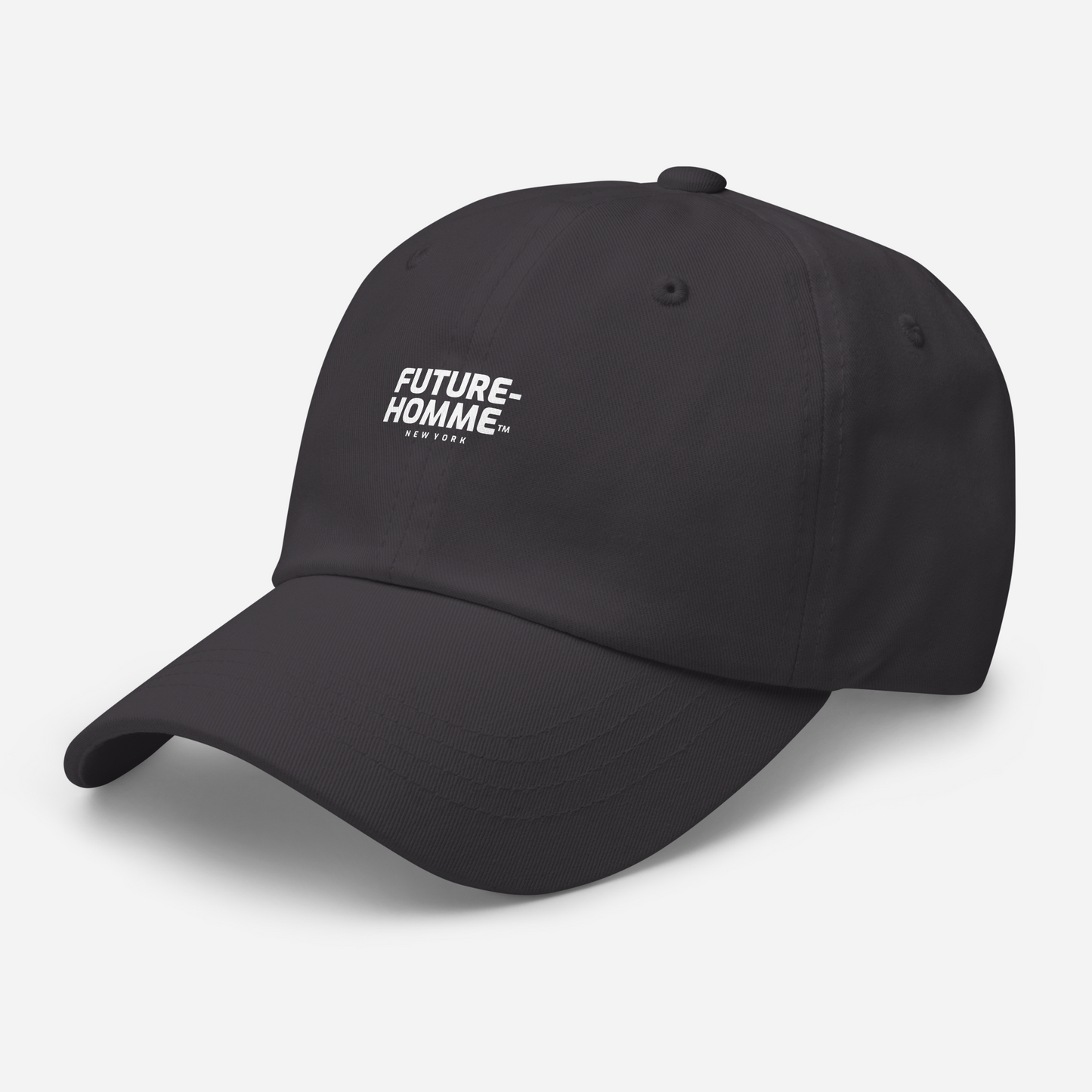 Dark Gray cap with 'FUTURE-HOMME' logo on a light gray background