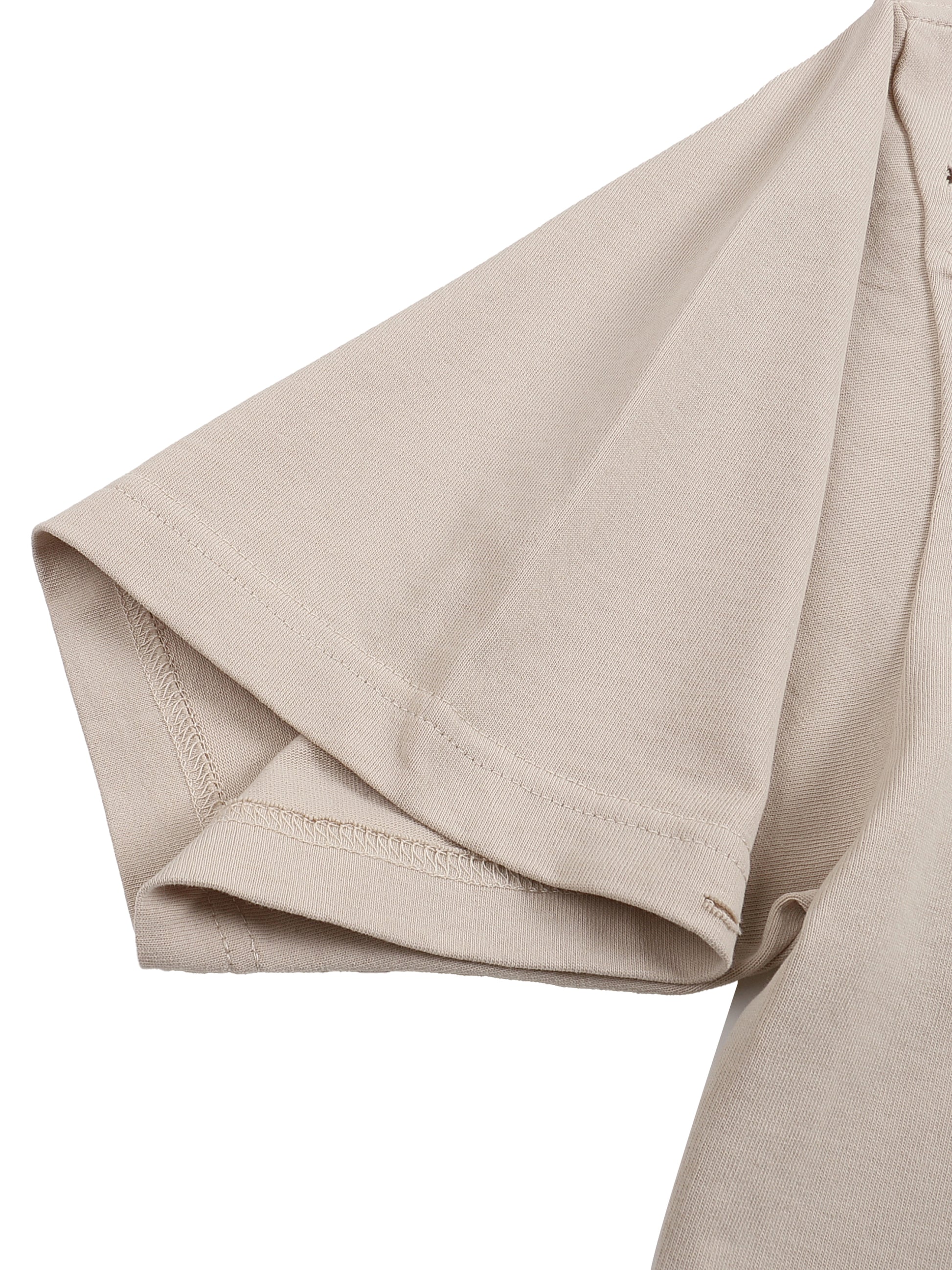 Flat lay of the sustainable 250 GSM Future-Homme made-to-order daily uniform classic frayed boxy t-shirt in apricot frontside sleeve on a white background