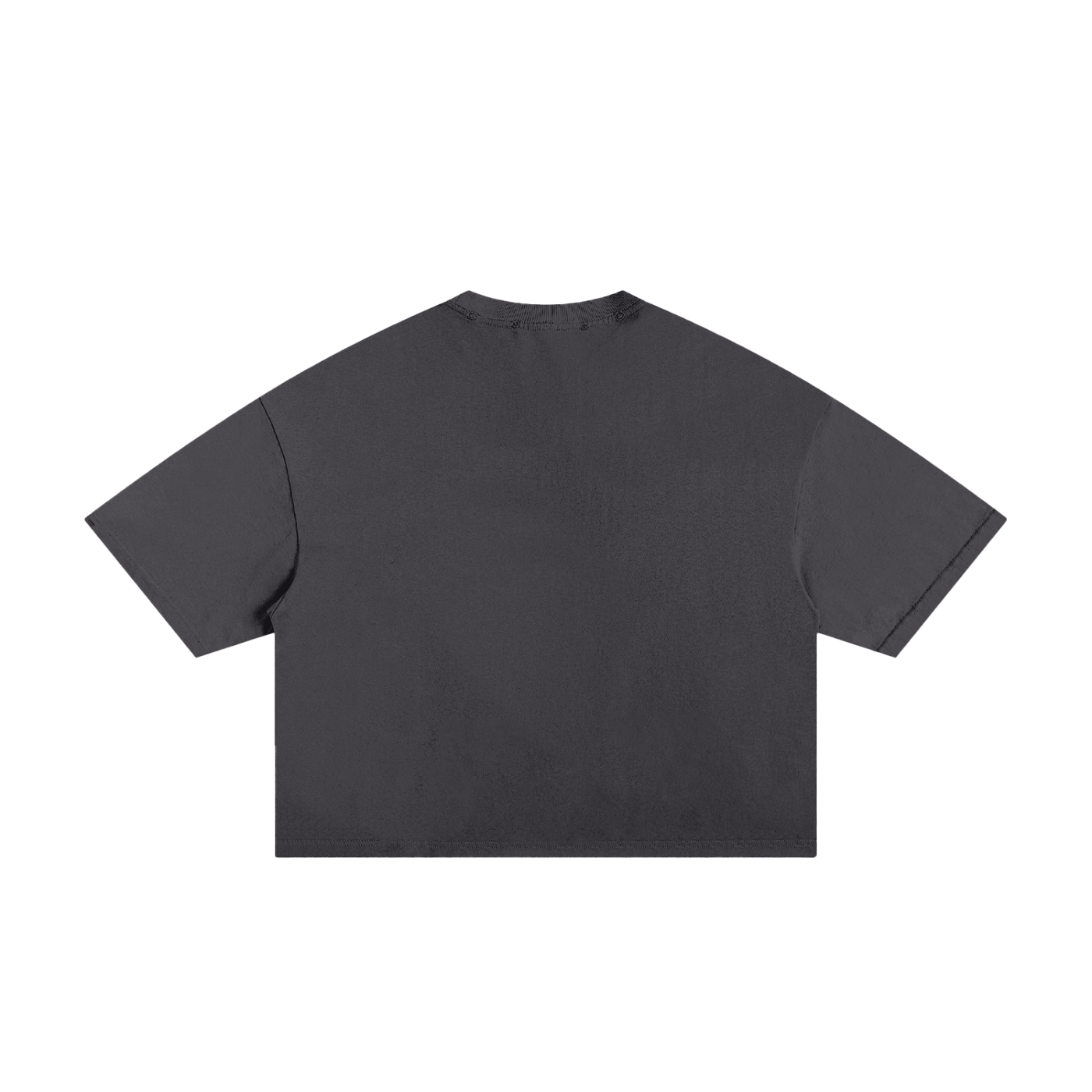Flat lay of the sustainable 250 GSM Future-Homme made-to-order daily uniform classic frayed boxy t-shirt in washed gray backside on a white background