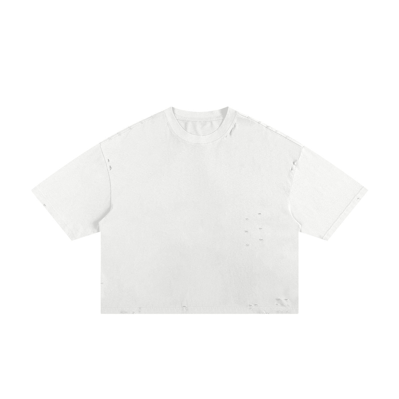 Flat lay of the sustainable 250 GSM Future-Homme made-to-order daily uniform classic frayed boxy t-shirt in white frontside on a white background