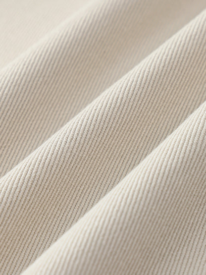 Cotton twill fabric swatch of the Future-Homme heavyweight cotton straight leg pants in pale khaki
