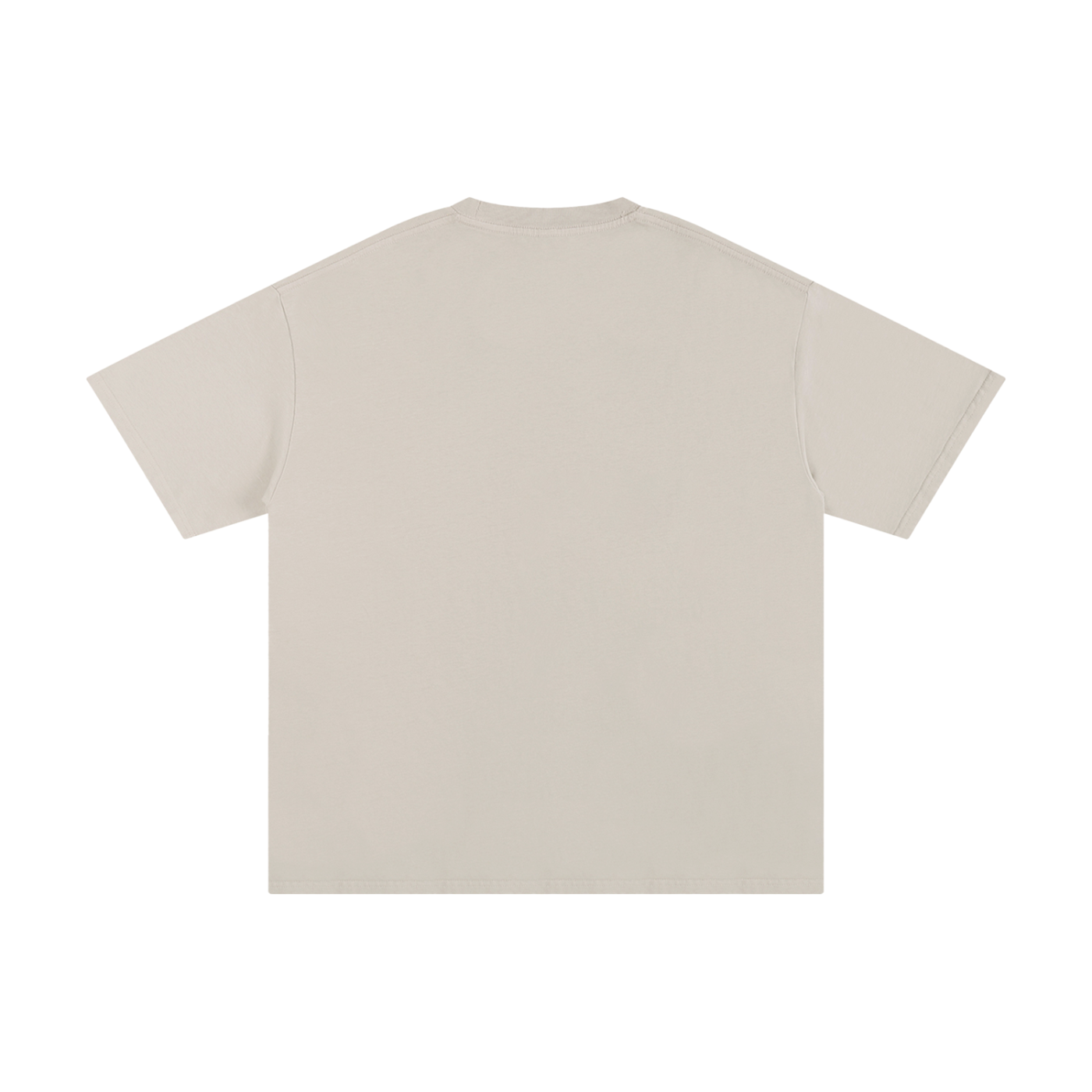 Flat lay of the sustainable Future-Homme daily uniform loose cotton drop tee 230 GSM in apricot backside on a white background
