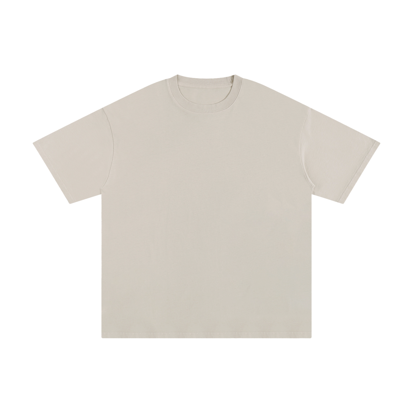Flat lay of the sustainable Future-Homme daily uniform loose cotton drop tee 230 GSM in apricot frontside on a white background