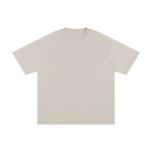 Flat lay of the sustainable Future-Homme daily uniform loose cotton drop tee 230 GSM in apricot frontside on a white background