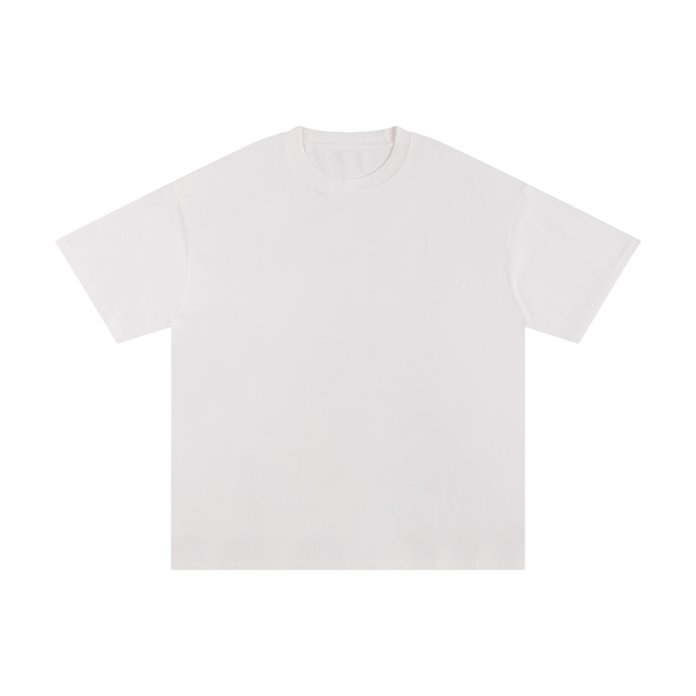 Flat lay of the sustainable Future-Homme daily uniform loose cotton drop tee 230 GSM in white frontside on a white background