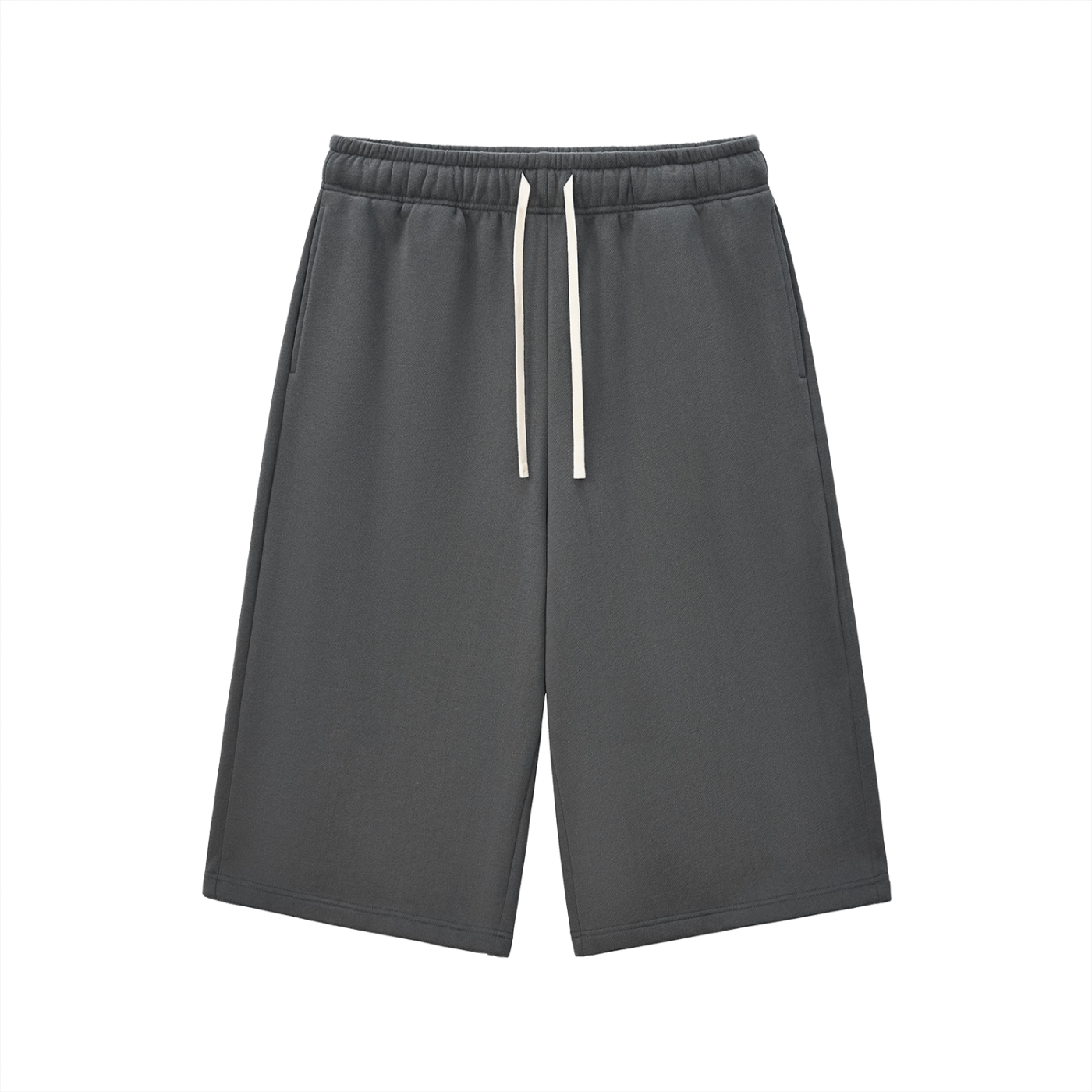 A Future-Homme three quarter length sweatpant in 350 GSM in Charcoal Gray, showing the Front Side on a White background.