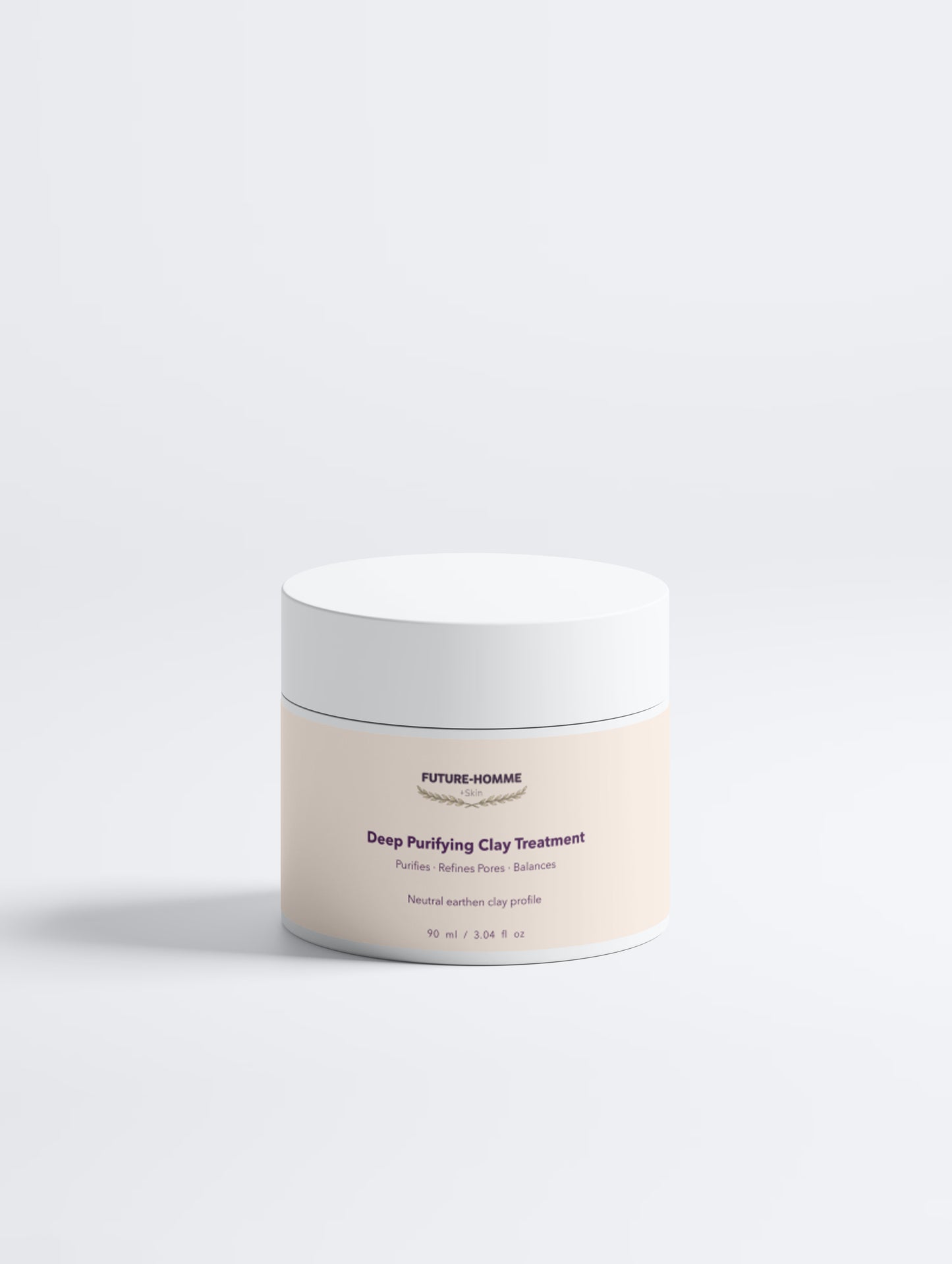 Jar of deep purifying clay treatment from Future Homme on a white background