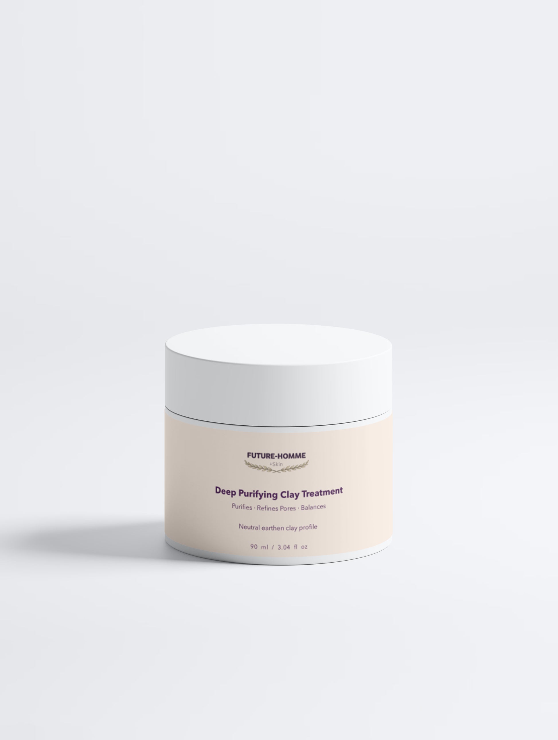 Jar of deep purifying clay treatment from Future Homme on a white background