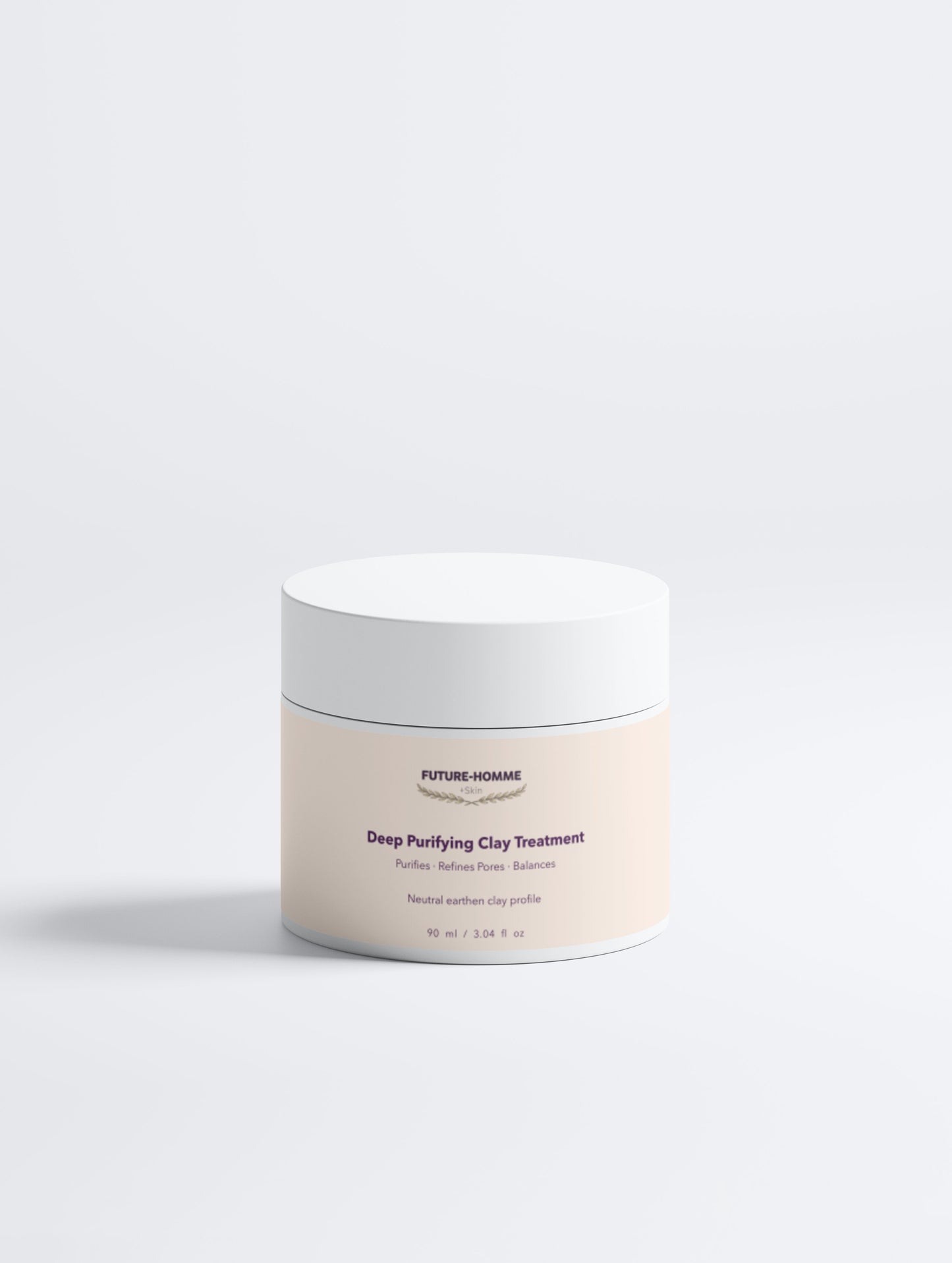 Jar of 'Deep Purifying Clay Treatment' by Future Homme on a white background